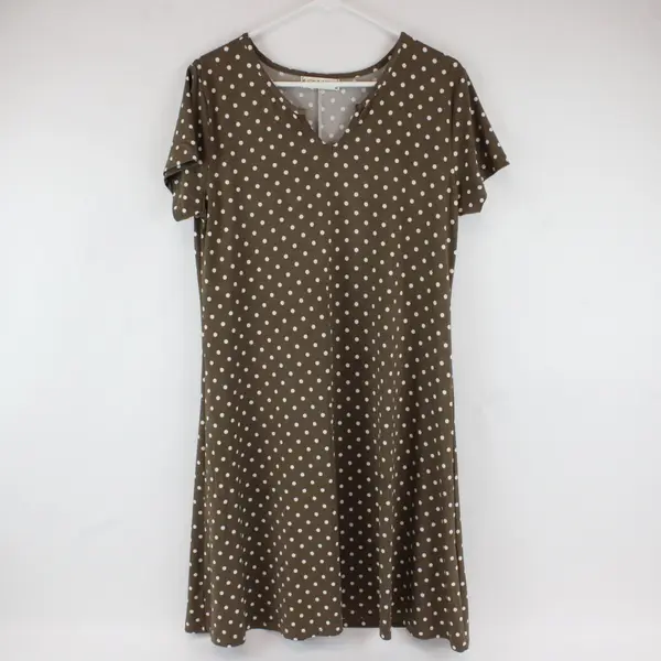 Jon & Anna Women Casual Brown Polka Dot Short Sleeve Dress Size M