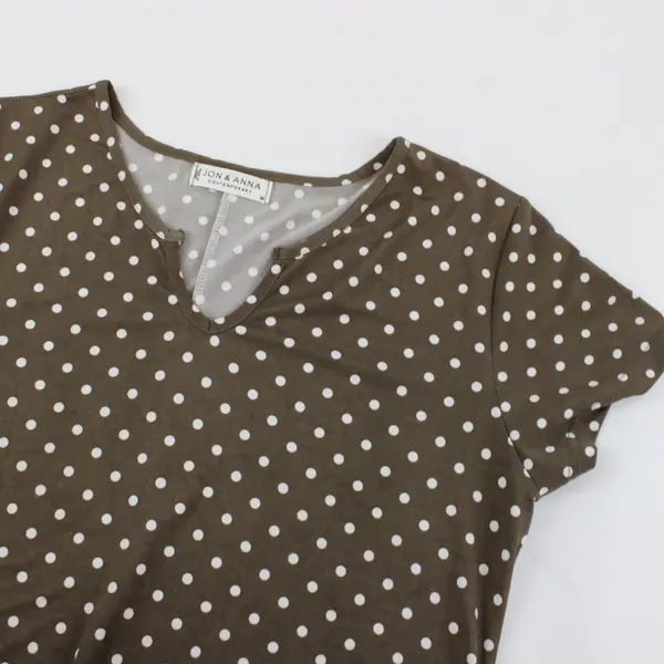 Jon & Anna Women Casual Brown Polka Dot Short Sleeve Dress Size M