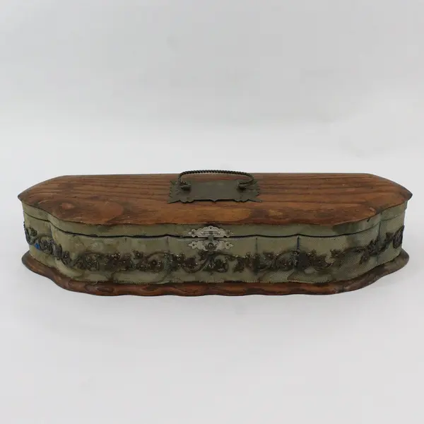 Antique Olive Wood Dresser Box 15in Decorative Storage Collectible FLAWED