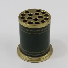 Vintage MCM Green Brass Pencil Holder Desk Accessory Unbranded