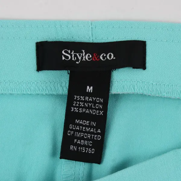 Style & Co Capri Pants Mid-Rise Comfort Waist Stretch Medium Teal 