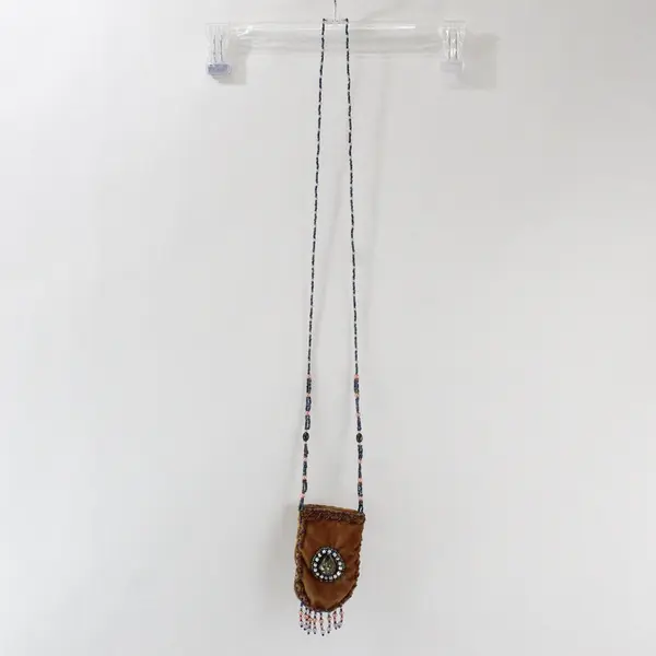 Vintage Far Nine Brown Beaded Crossbody Pouch