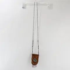 Vintage Far Nine Brown Beaded Crossbody Pouch