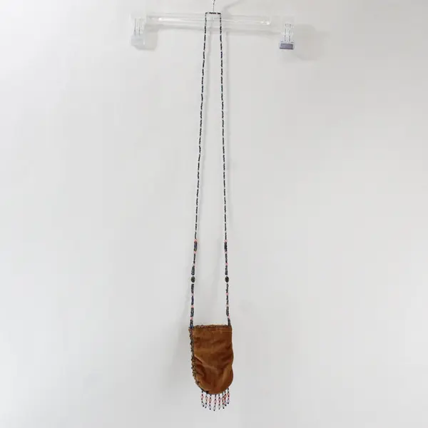 Vintage Far Nine Brown Beaded Crossbody Pouch