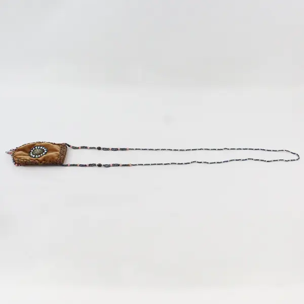 Vintage Far Nine Brown Beaded Crossbody Pouch
