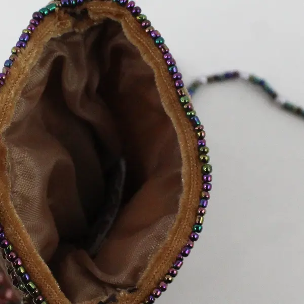 Vintage Far Nine Brown Beaded Crossbody Pouch