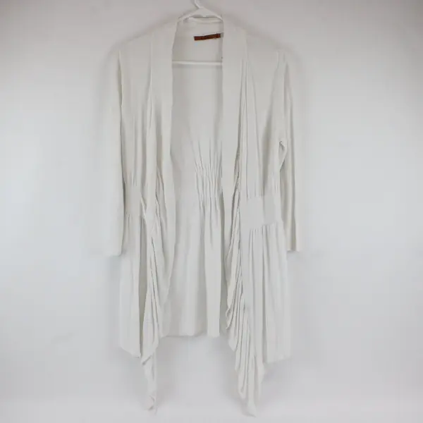 Belldini White Open Front Cardigan Sweater Womens Large Neutral Office 