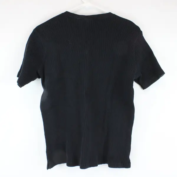 2002 Vintage Faded Glory Authentic Women's L Black Ribbed Knit V-Neck T-Shirt