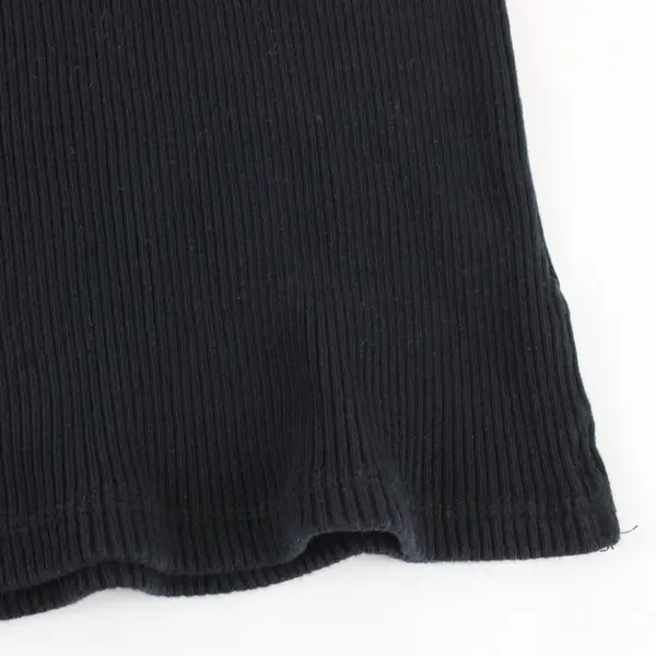 2002 Vintage Faded Glory Authentic Women's L Black Ribbed Knit V-Neck T-Shirt