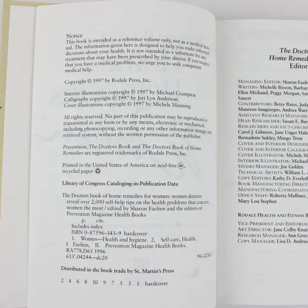 The Doctors Book of Home Remedies for Women 1997 HC Women Doctors 2000 Self-Help