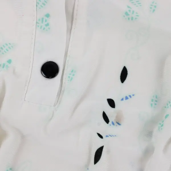 R&B Collection Floral V-Neck 3/4-Sleeve Blouse White, Green, Blue Floral Print M