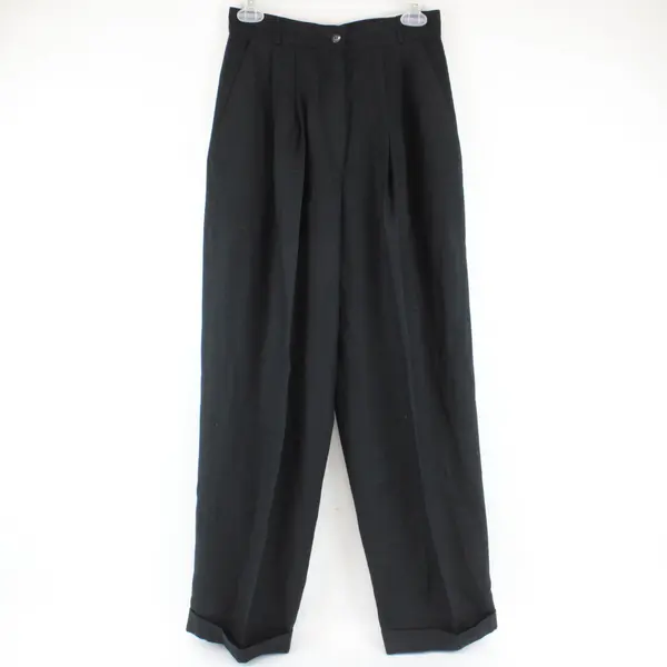 Women's Size 8 Black Pleated Wide-Leg Trouser Pants