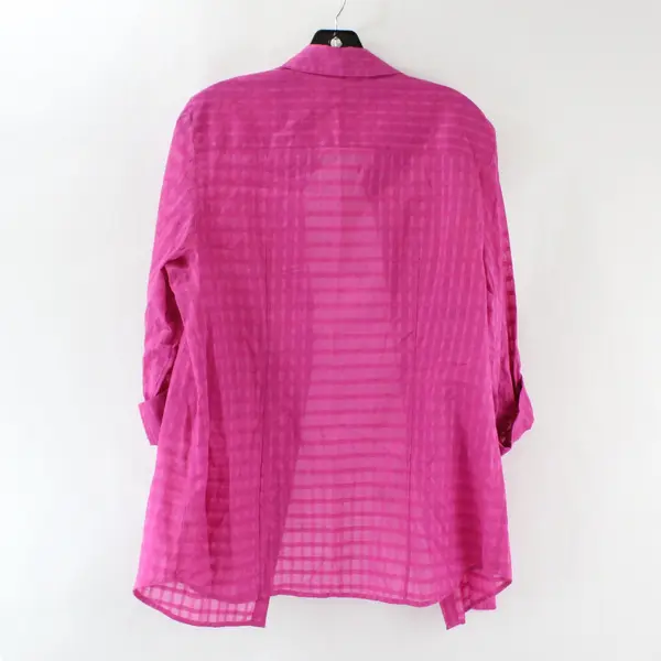 Coldwater Creek Women's M Pink Button Up Semi-Sheer Long Sleeve Shirt