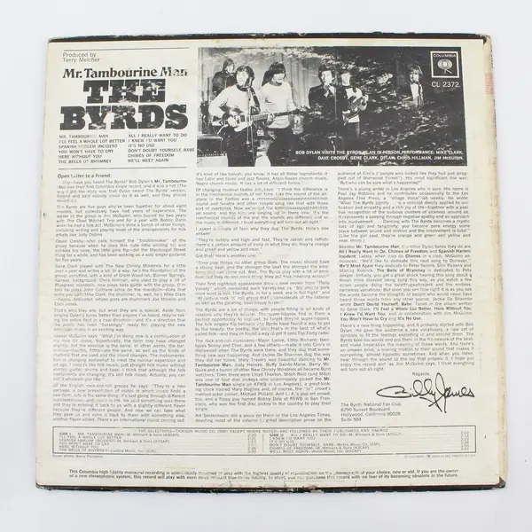 The Byrds Mr. Tambourine Man Columbia CL 2372 12" Vinyl Record
