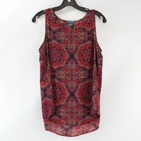 Van Heusen Women's Small Red Multi-color Paisley Kaleidoscope Tank Top