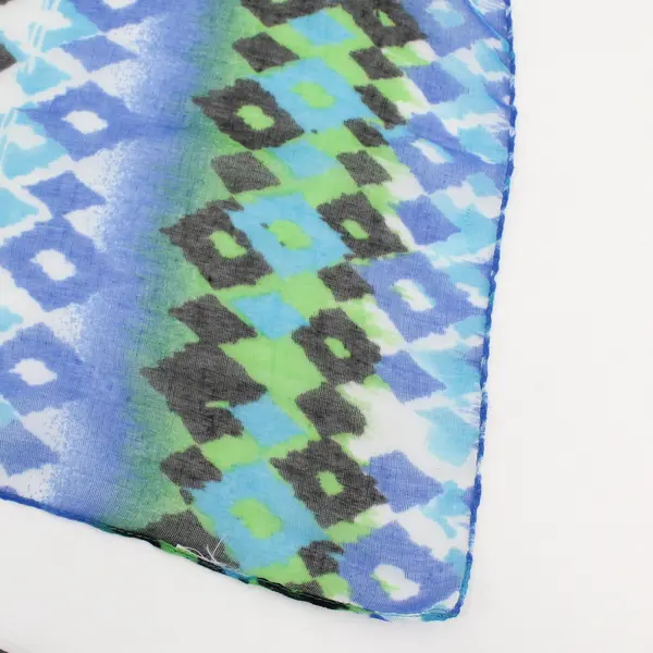 Scarf Head Wrap Turquoise Green Navy Blue White Black Geometric Sheer