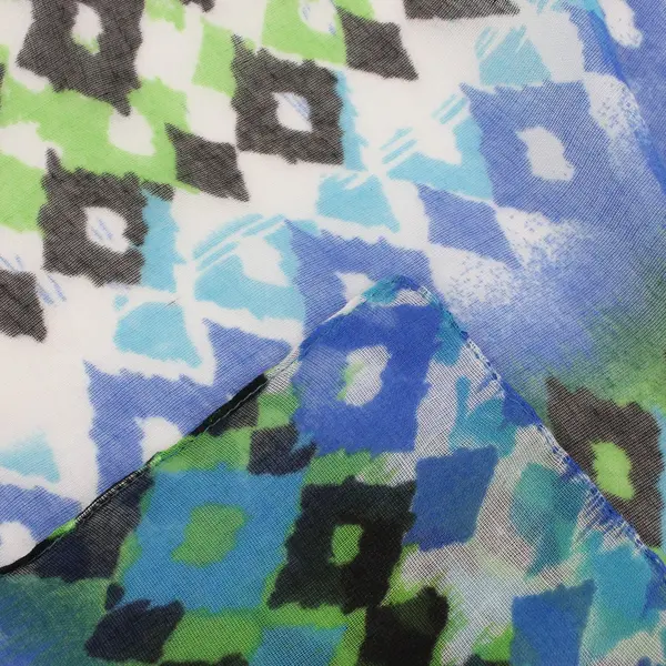 Scarf Head Wrap Turquoise Green Navy Blue White Black Geometric Sheer