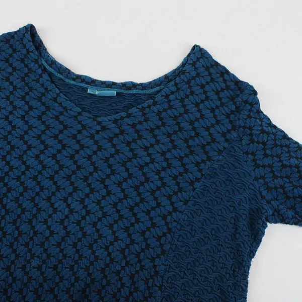 Tianello by Steve Barra Blue Black 3/4 Sleeve Tunic Blouse Sz L
