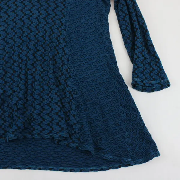 Tianello by Steve Barra Blue Black 3/4 Sleeve Tunic Blouse Sz L