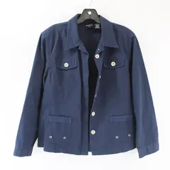 Erika Petite Women's PL Blue Button Up Long Sleeve Cotton Jacket 