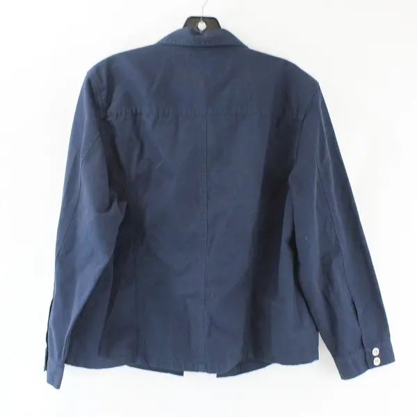 Erika Petite Women's PL Blue Button Up Long Sleeve Cotton Jacket 