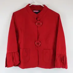 Vintage SayWhat Women's Large Red Button Up Cotton Jacket Jumbo Buttons