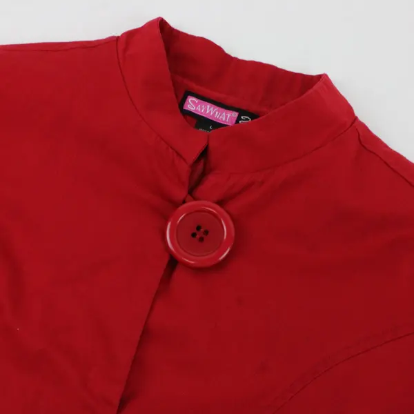 Vintage SayWhat Women's Large Red Button Up Cotton Jacket Jumbo Buttons