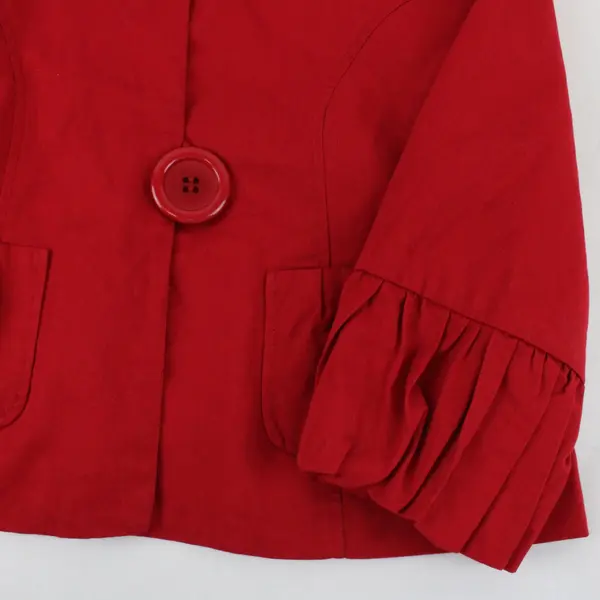 Vintage SayWhat Women's Large Red Button Up Cotton Jacket Jumbo Buttons