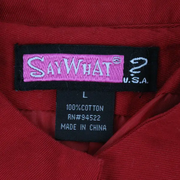 Vintage SayWhat Women's Large Red Button Up Cotton Jacket Jumbo Buttons