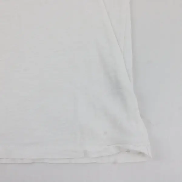 Madewell White T-Shirt Short Sleeve Rainbow Striped Neckline L 100% Cotton