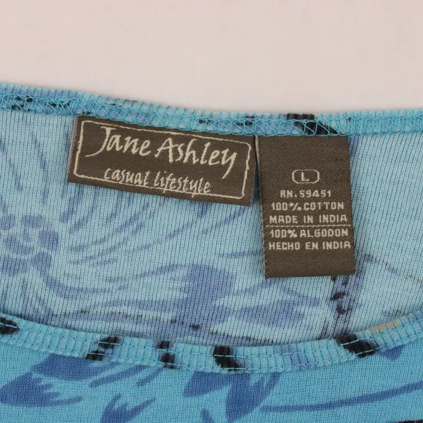 Jane Ashley Vintage Blue Paris French Print 3/4 Sleeve Blouse