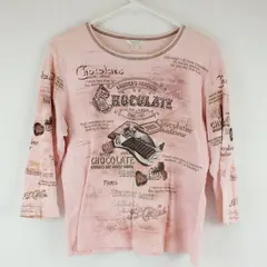 Christopher & Banks Women's Large Pink "Chocolate" Themed Long Sleeve Shirt