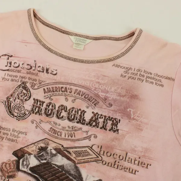 Christopher & Banks Women's Large Pink "Chocolate" Themed Long Sleeve Shirt