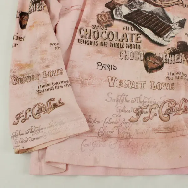 Christopher & Banks Women's Large Pink "Chocolate" Themed Long Sleeve Shirt