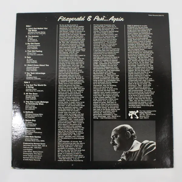Ella Fitzgerald Joe Pass Fitzgerald & Pass ...Again 12" Vinyl Record