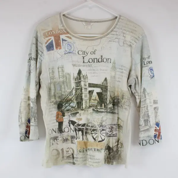 Christopher & Banks  "City of London"  3/4 Sleeve Shirt Women's L