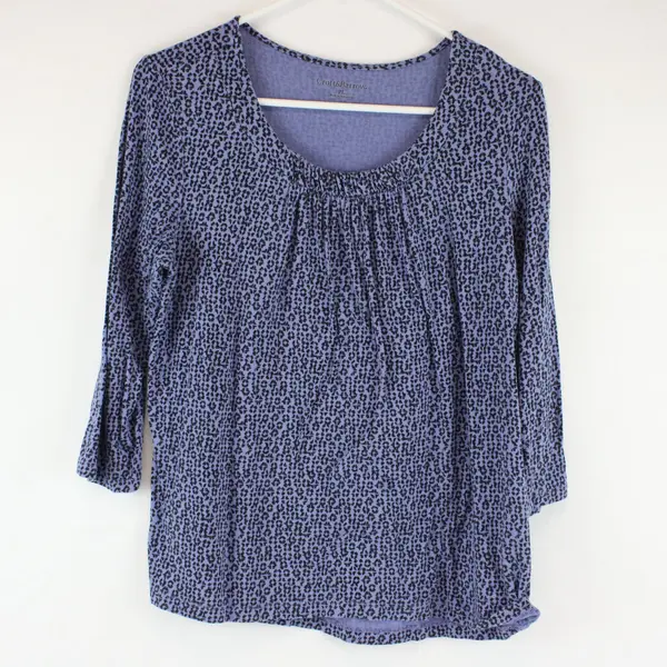 Croft & Barrow Purple Black Abstract Print Long Sleeve Blouse PL