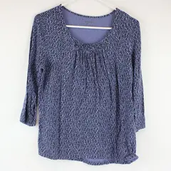 Croft & Barrow Purple Black Abstract Print Long Sleeve Blouse PL