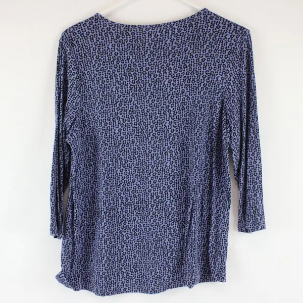Croft & Barrow Purple Black Abstract Print Long Sleeve Blouse PL