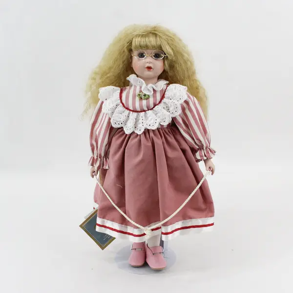 Vintage 1994 Fabri-Centers of America Rebecca 16in Porcelain Doll Stand