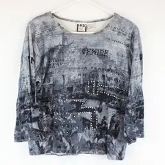Take Two Clothing Co Women XL 3/4 Sleeve Italian Acid Wash Rhinestone Top