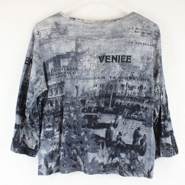 Take Two Clothing Co Women XL 3/4 Sleeve Italian Acid Wash Rhinestone Top