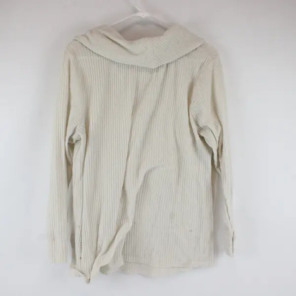 Zac & Rachel Beige Waffle Knit Cowl Neck Drawstring Sweater Large