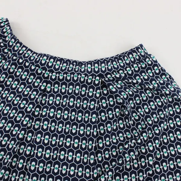 Max Studio Women’s Geometric A-Line Short Skirt Pleated Navy White Green Size L