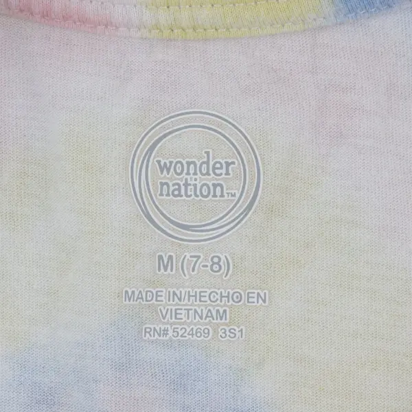 Wonder Nation Children's Pastel Tie Dye Smiley Face Tank Top Medium (7-8)