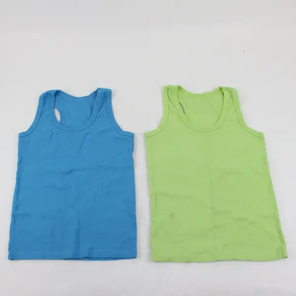 Unbranded Set of Two Blue and Green Children's Tank Tops M 7-8