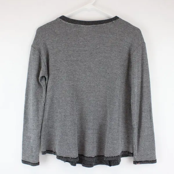 J. Jill Women's Black and White Waffle Knit Long Sleeve Sweater Shirt Sz XS 