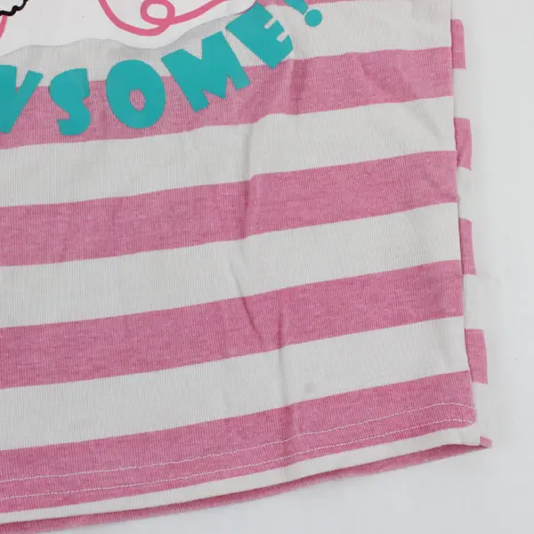 Tebbis Children's Pink and White Striped "Bedtime is Pawsome!" Shirt Size 8