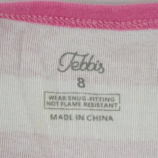 Tebbis Children's Pink and White Striped "Bedtime is Pawsome!" Shirt Size 8