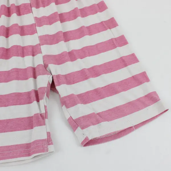 Children's Pink and White Striped Cotton Biker Shorts Size 8